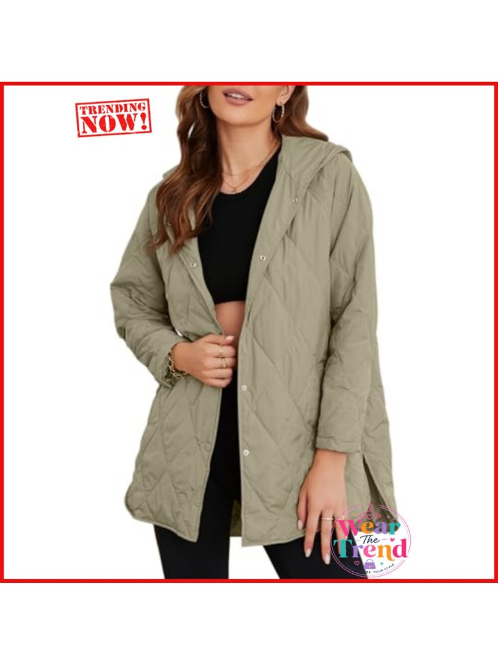 Quilted Hooded Long Sleeve Button Down Casual Winter Jacket